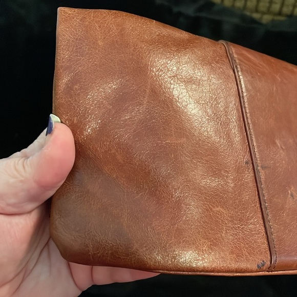 HOBO International Brown Leather Bow Buckle Detail Fold Over Clutch Purse - Picture 4 of 17